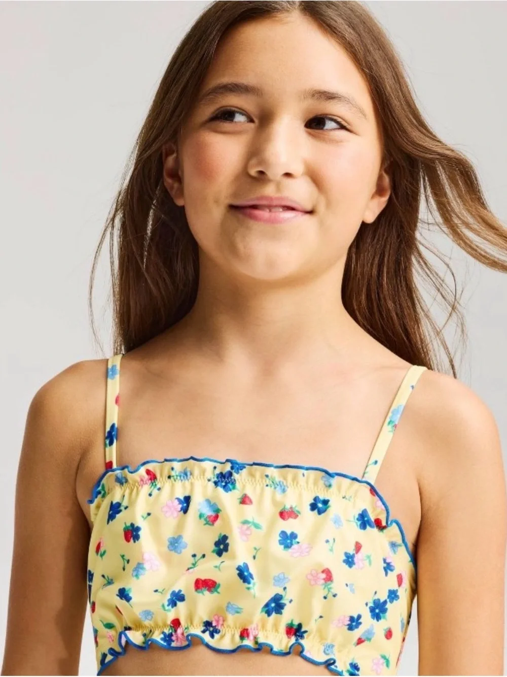 Cat & Jack Yellow Floral Cutout One-Piece Swimsuit with Blue Trim